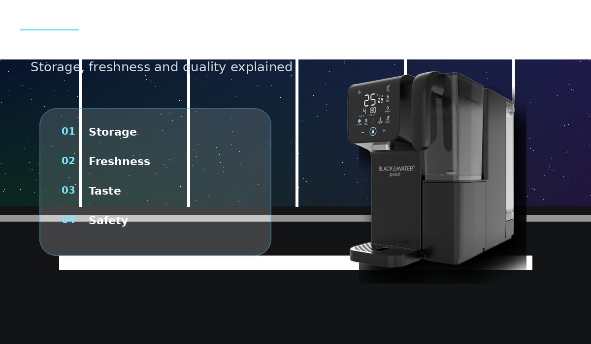 Best storage conditions for filtered and bottled water Best storage conditions for filtered and bottled water