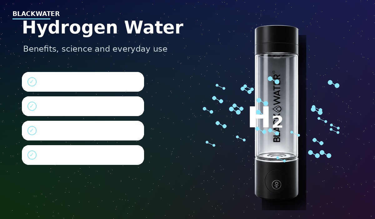 Hydrogen water bottle with molecular hydrogen bubbles Hydrogen water bottle with molecular hydrogen bubbles